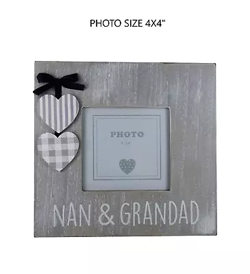 Photo Frame Nan & Grandad Grandparents Grey Rustic Christmas Birthday Gift  • £6.98