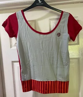 Ladies Silver Red  Zumba Sexy Back T Shirt INSTRUCTOR Top Dance Size Large 14 • £6.99