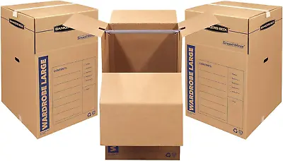 (3 Pack) Bankers Box Smoothmove Wardrobe Moving Boxes Tall 24 X 24 X 40 Inches • $88.75