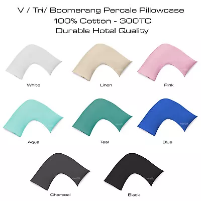 2 X 100% Cotton Percale V / Tri / Boomerang Pillow Case - Hotel Quality 300TC • $30