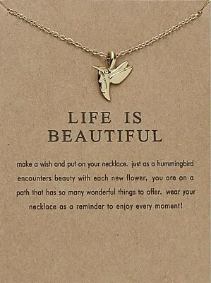 New Womans Sentimental Life Is Beautiful Make A Wish Pendant Necklace With Card  • $7.50