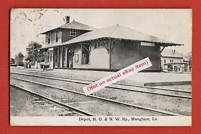 Rare 1907 MANGHAM Louisiana N.O. & N.W. Railway DEPOT Train Railroad RR • $20