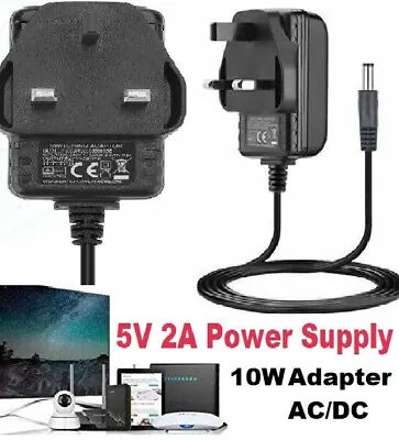 Plug 5V Volt 2A Main Power Supply AC/DC Adapter 3 Pin Charger 5.5mm/2.1mm TV . • £8.76