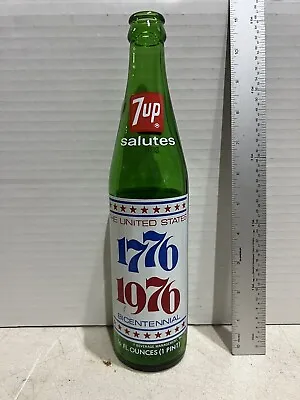 7-UP POP BOTTLE SALUTES U.S. BICENTENNIAL 1776-1976 LIBERTY BELL 16 Oz VTG • $12.99