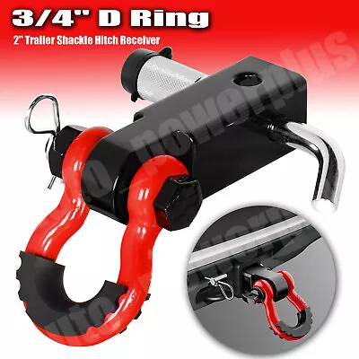 2  Tow Shackle Hitch Receiver 3/4  D-Ring Recovery Heavy Duty For Truck Jeep SUV • $30.77