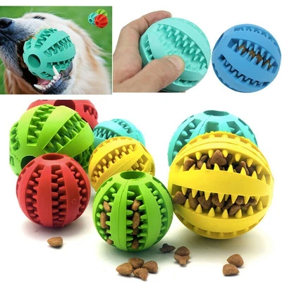$9.75 • Buy Dog Chew Toy Rubber Ball Dental Clean Teeth Healthy Food Dispenser Puppy Pet