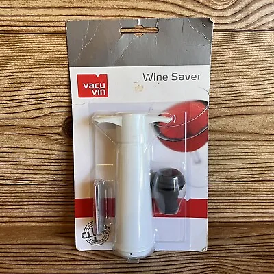 Vacu Vin Wine Saver Vacuum Pump With Gray Stopper White NEW • £10.13