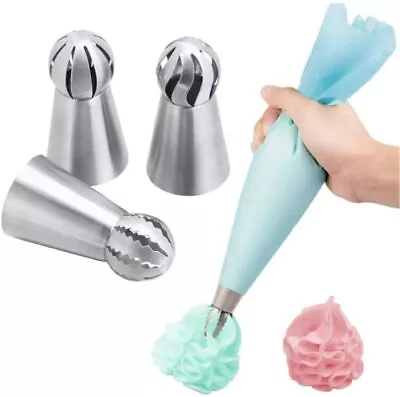 Cake Decorating Kit Icing Decoration Russian Piping Nozzles Bag 4-Pieces Large • £6.99