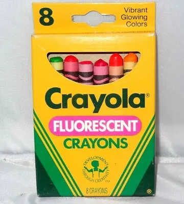 Vintage Box Of 8 Used Crayola Fluorescent Crayons 1988 • $11.99