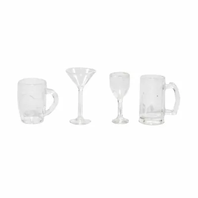 £2.95 • Buy 1/12 Dolls House Miniature 4 Mixed Drinks Glasses, Wine, Cocktail, Beer 44350