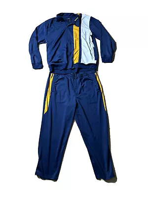 Men's VTG John Blair Polyester Jogging Track Suit Sz XL Blue Cream Yellow Great • $62.99