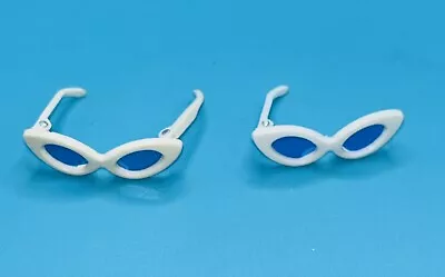 VINTAGE BARBIE DOLL ORIGINAL WHITE SUNGLASSES CAT EYE BLUE LENS LOT Of 2 READ • $24.99