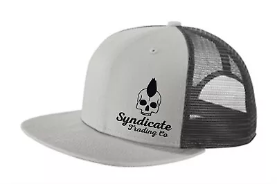 Mohawk Skull Syndicate Trading Co Script Flat Bill Trucker Hat Multiple Colors  • $20.99