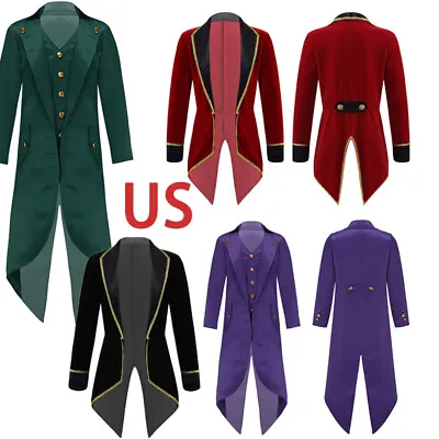 US Kids Renaissance Tailcoat Jacket Steampunk Victorian Cosplay Outfits Costume • $15.35