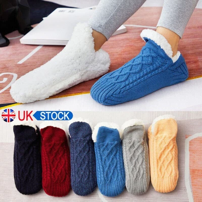 £8.29 • Buy Women Men Slipper Winter Socks Fluffy Non Slip Warm Fleece Lined Cosy Bed Floor