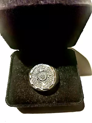 925 Sterling MENS Vintage MAYAN AZTEC CALENDAR Ring • $59.99