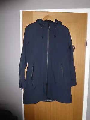 Women's Ilse Jacobsen Long Rain07 Softshell Raincoat Blue UK 18 Lovely • £90