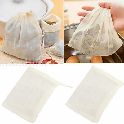 10/50PCS Cotton Muslin Drawstring Bags Bath Herbs Empty Tea Filter Making Spice • £9.36