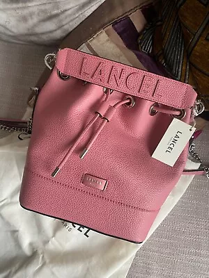 £545 NEW Lancel Ninon Bucket Bag Rose Pink Leather Women's Shoulder Handbag • £189