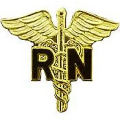 RN Registered Nurse Caduceus Medical Insignia GOLD Lapel Pin 1  X 1.25 • $9.99