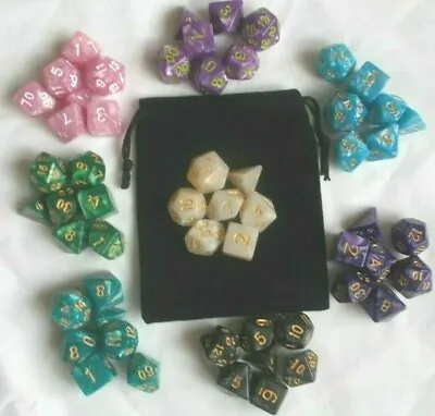 $8.98 • Buy Dice 7 Piece Set + Bag  Dungeons & Dragons  DND Polyhedral Choice Of 8 Colours 