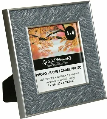 4x4 Retro Picture Frame Faux Marble With Silver Trim Glass Pane FREE SHIPPING • $11.79