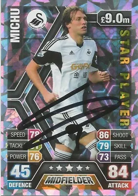 Michu Signed Swansea 'star Player' 2013/2014 Match Attax Trading Card+coa • £2.99