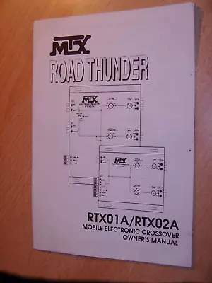 MTX Owner's Manual For Road Thunder RTX01A / RTX02A Crossover - MITEK Group • $4.49