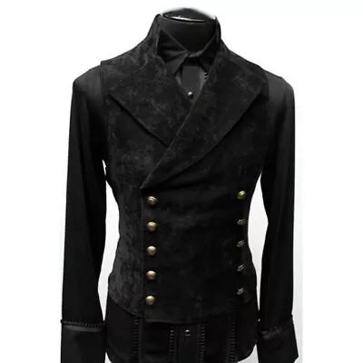 Double Breasted Men Vest Stand Collar Medieval Victorian Waistcoat Clothes Vests • $64.59