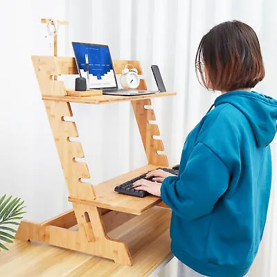 Standing Desk Converter Tabletop Sit To Stand Desk Riser W/ Phone Headset Holder • $39.96