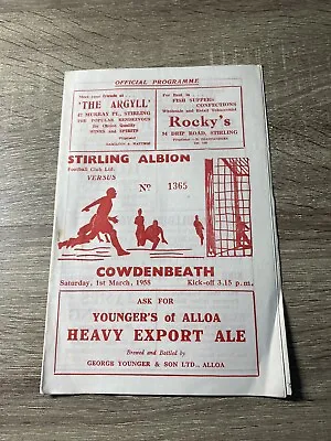 Stirling Albion V Cowdenbeath Scottish League 01/03/58 1957-58 Programme • £3.99