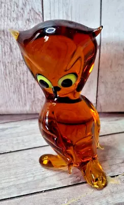 Beautiful Amber Murano Glass Owl Paperweight Bird • £4.99