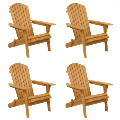 4 Pieces Outdoor Wooden Wood Folding Adirondack Chair Patio Furniture Portable • $229.99