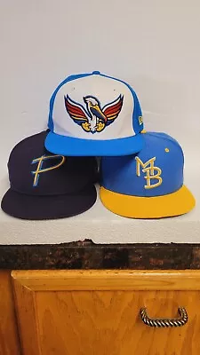 Myrtle Beach Pelicans 7 1/4 & (2)7 3/8 New Era 59Fifty Fitted Cap Hat (Lot Of 3) • $48