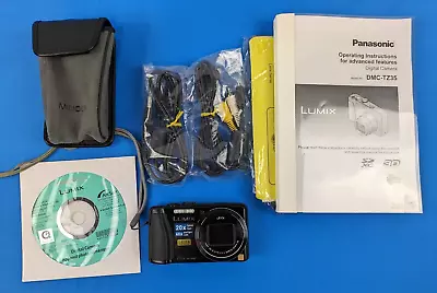 Panasonic Lumix DMC-TZ35 Digital Camera.  Black. Case Memory Card Instructions • £19.99