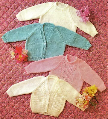 Baby Girls Boys Raglan Cardigan Sweater Texture Plain KNITTING PATTERN DK 16 -20 • £2.15