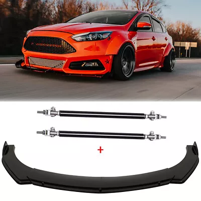 Front Bumper Lip Spoiler Splitter + Strut Rods For Ford Focus ST/ SE/LX Fiesta • $105.11