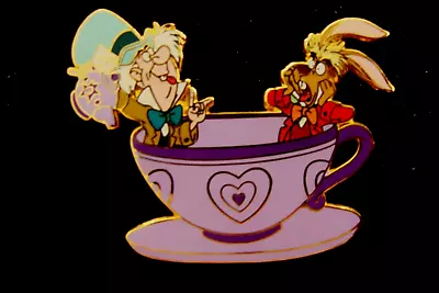 2003 Mad Hatter March Hare Purple Tea Cup Four Parks One World HTF Disney Pin • $19.99