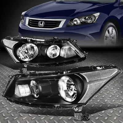 For 08-12 Honda Accord Sedan Black Housing Clear Corner Headlight Head Lamps • $114.88