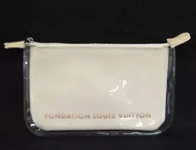 LOUIS VUITTON Pouch FONDATION Clear Vinyl Cotton White 43210014600 Y • $75