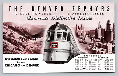 $7.95 • Buy Denver Zephyr Diesel Powered Stainless Steel Distinctive Trains Unused Postcard