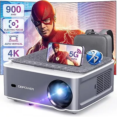 4K Projector 900 ANSI Ultra HD 1080P 5G WiFi Bluetooth Video Home Theater • $181.99