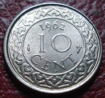 1962 Suriname 10 Cents In Au Condition • $0.99