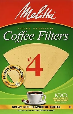 Super Premium Disposable No.4 Cone Coffee FiltersNatural Brown 100 Pcs • $6.55