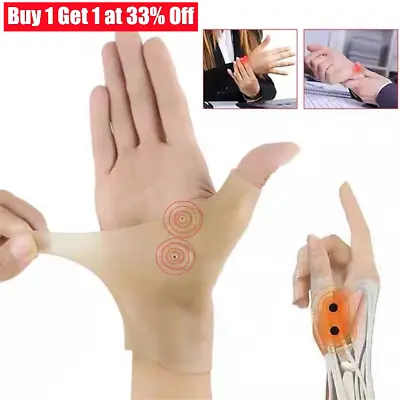 Gel Arthritis Glove Pain Relief Silicone Brace Magnetic Wrist Hand Thumb Support • £2.98