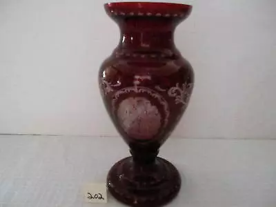 £148.23 • Buy Beautiful Ruby Red Etched Bohemian Vase, 10 1/2 H 