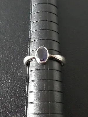 Sterling Silver Ladies Ring With Amethyst Gem Stone Size M Hallmarked • £18.99