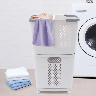 $68 • Buy 3 Tier Laundry Basket Washing Clothes Basket Storage Cart Organiser With Wheel