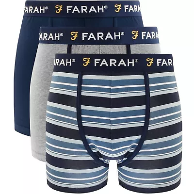 Farah Mens Klaff 3 Pack Elasticated Underwear Boxers Briefs Boxer Shorts - Multi • £16.95