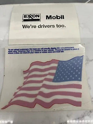 Exxon Mobil American Flag Decal Car Truck 9/11 Sticker Vintage Set 2 NOS • $3.39